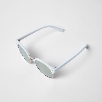 Girls white metallic retro sunglasses